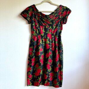 Vintage Red Floral Dress